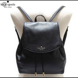 Kate Spade Black Pebbled Leather Backpack